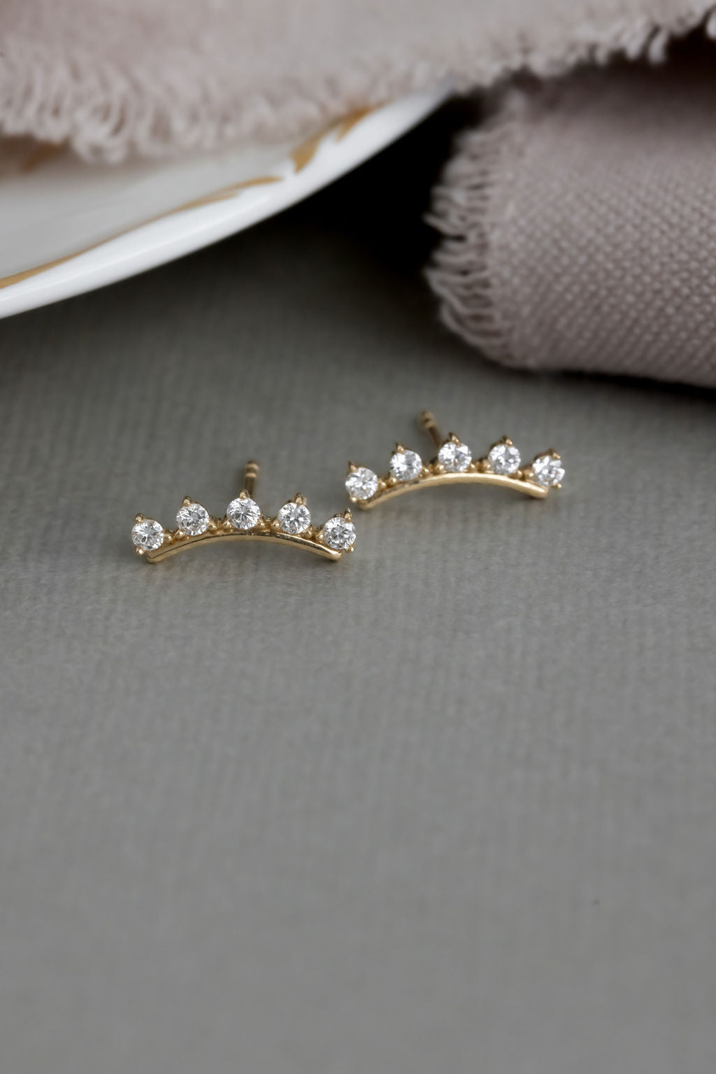 Curved Bar Diamond Earrings