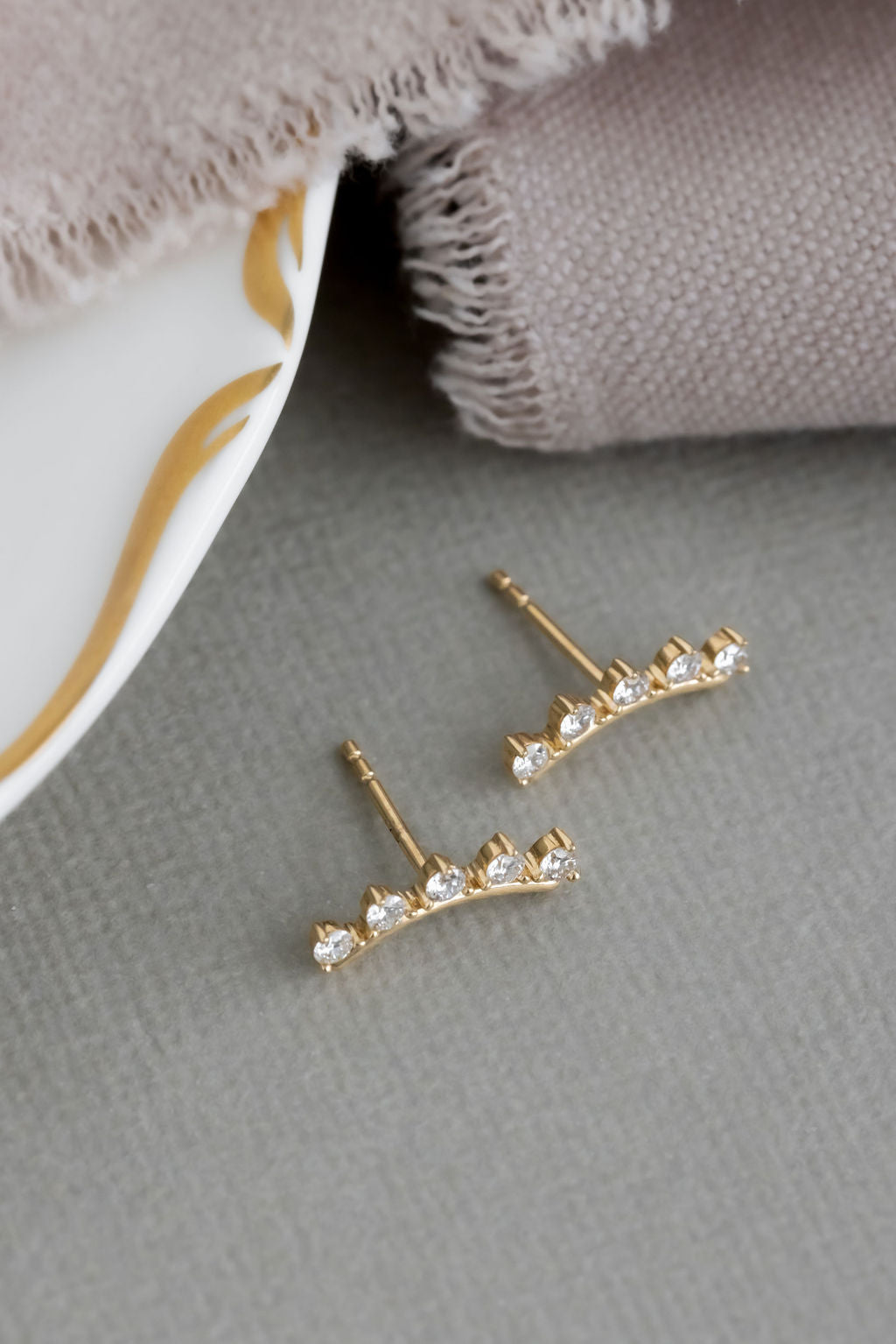Curved Bar Diamond Earrings