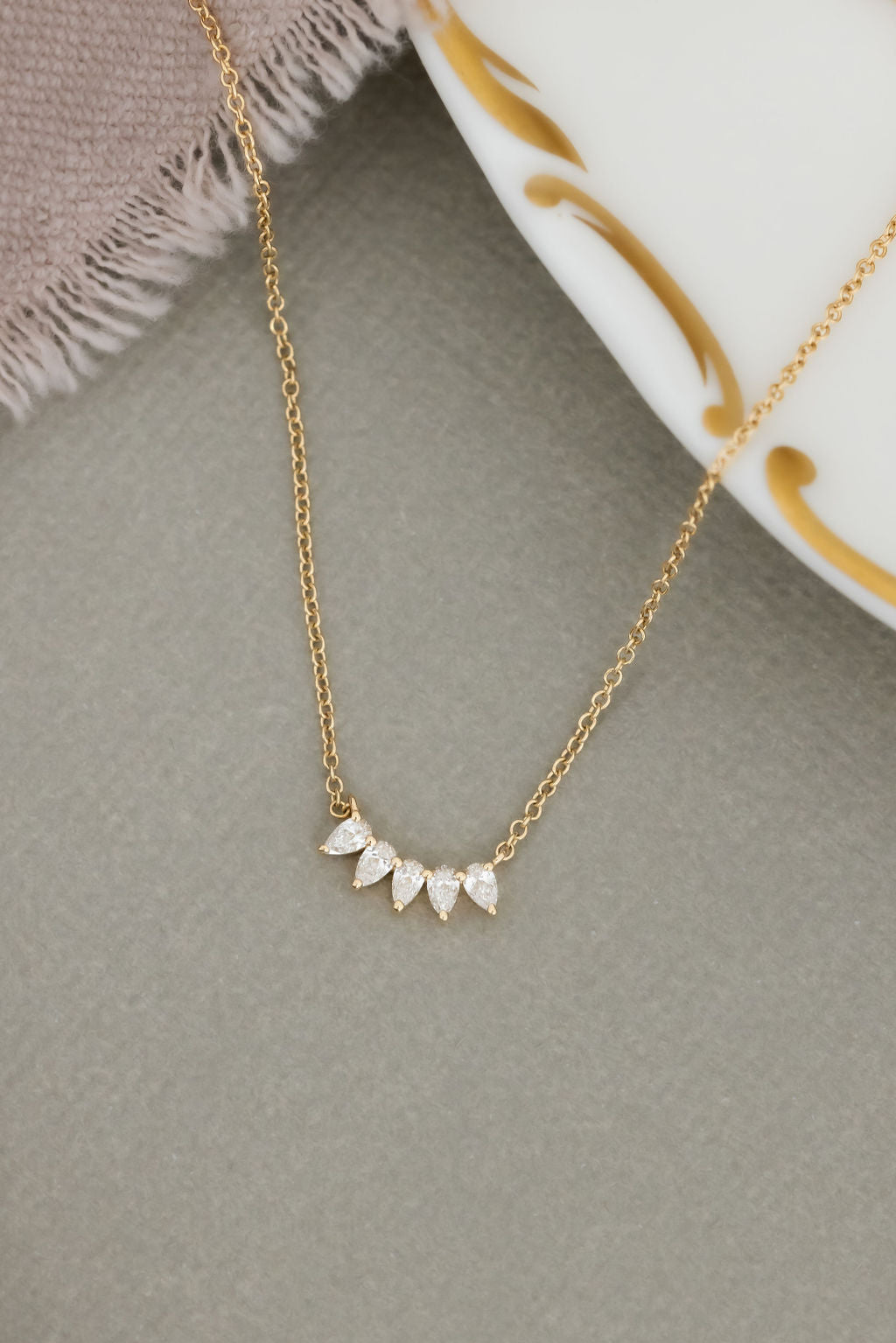 Five Pear Diamonds Necklace