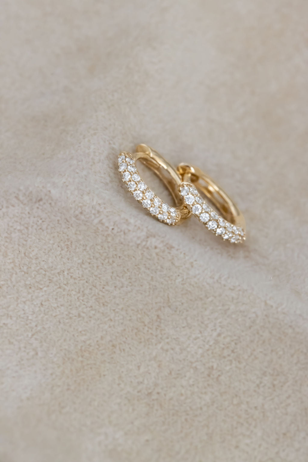 Three Row Pave Huggie Earrings