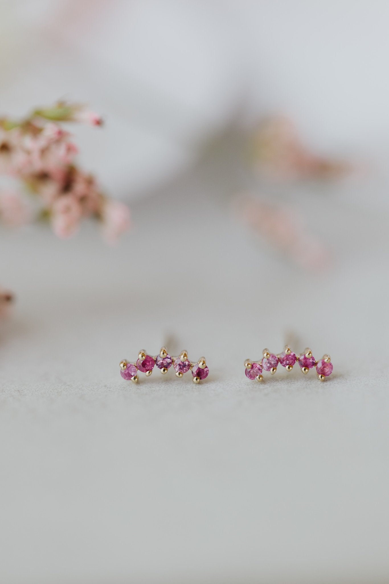 Five Stone Curved Stud Earrings
