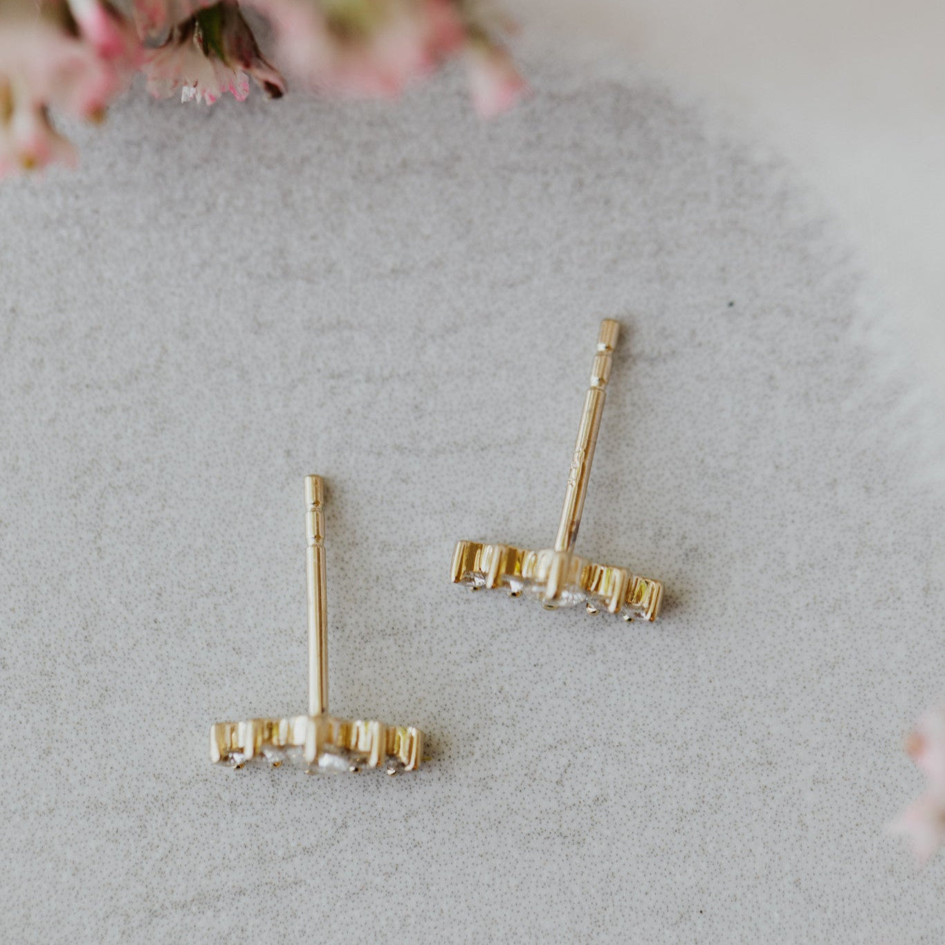 Five Tapered Curved Diamond Stud Earrings