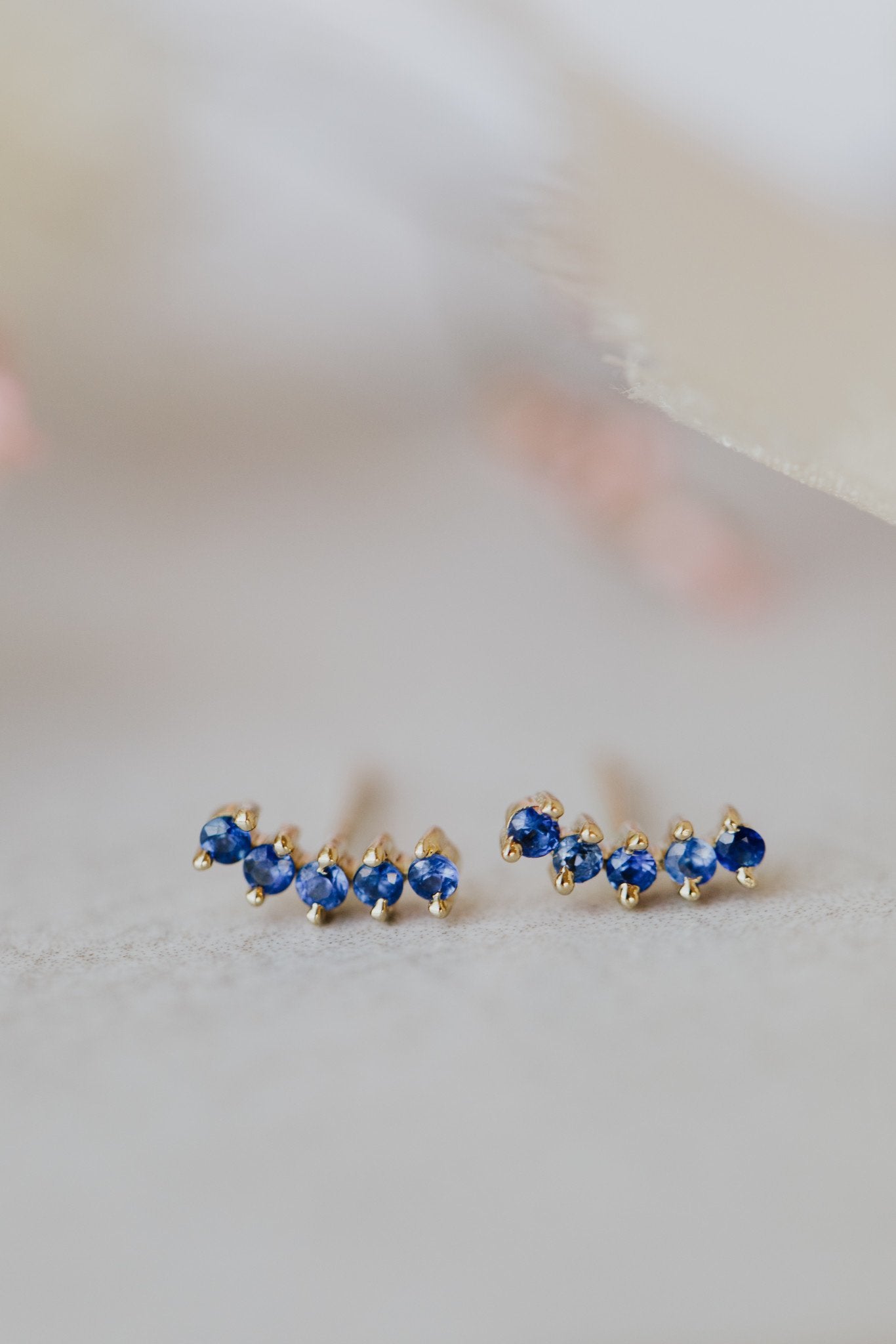 Five Stone Curved Stud Earrings