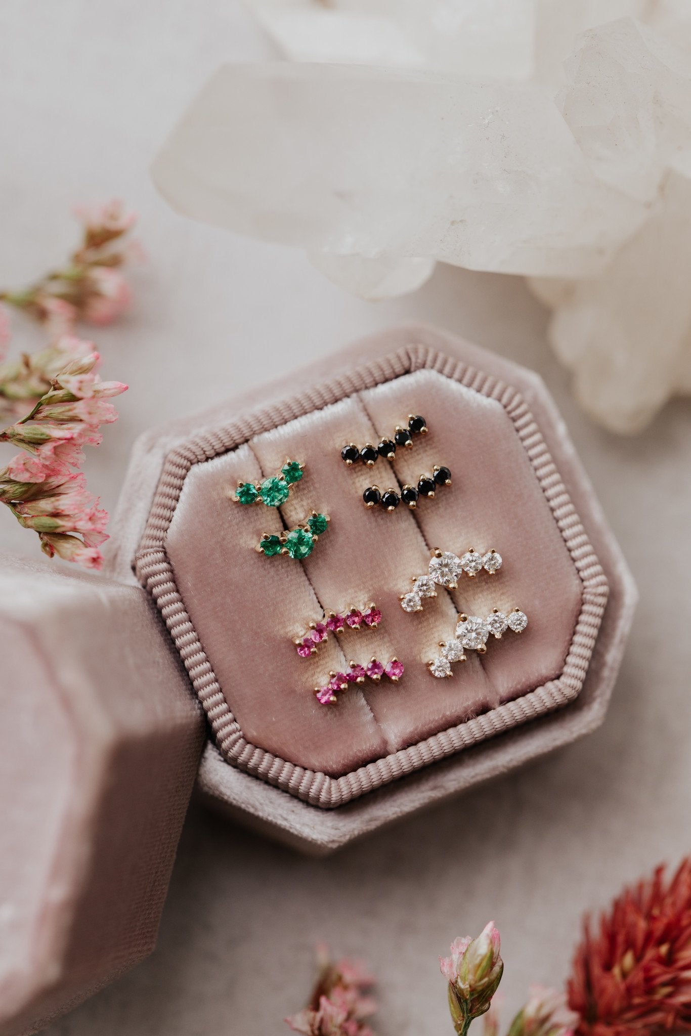 Five Stone Curved Stud Earrings