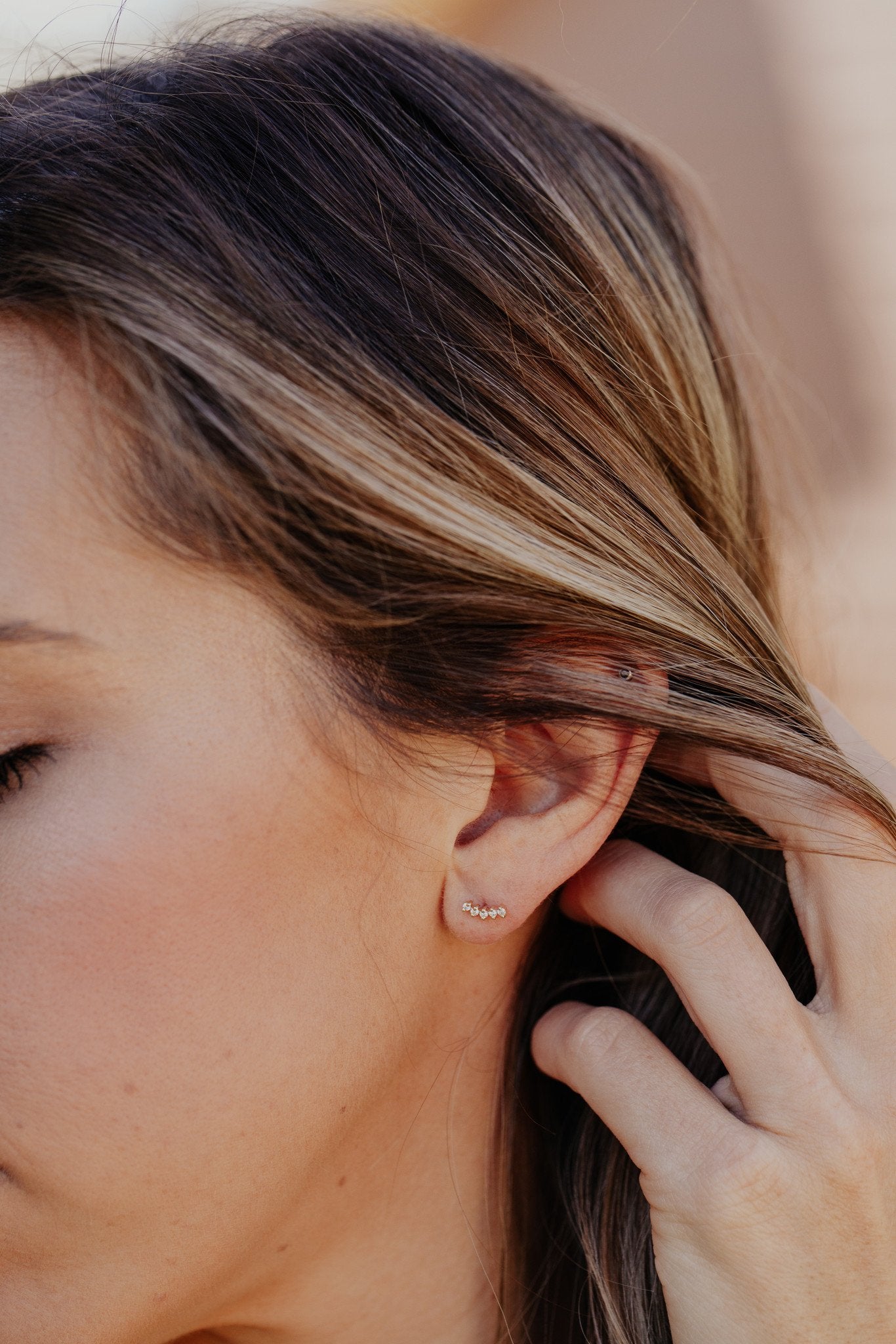 Five Stone Curved Stud Earrings