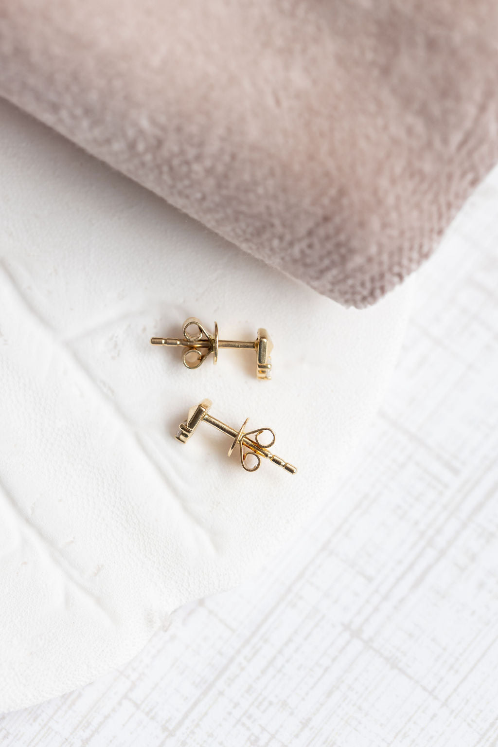 Diamond and Gold Pyramid Stud Earrings