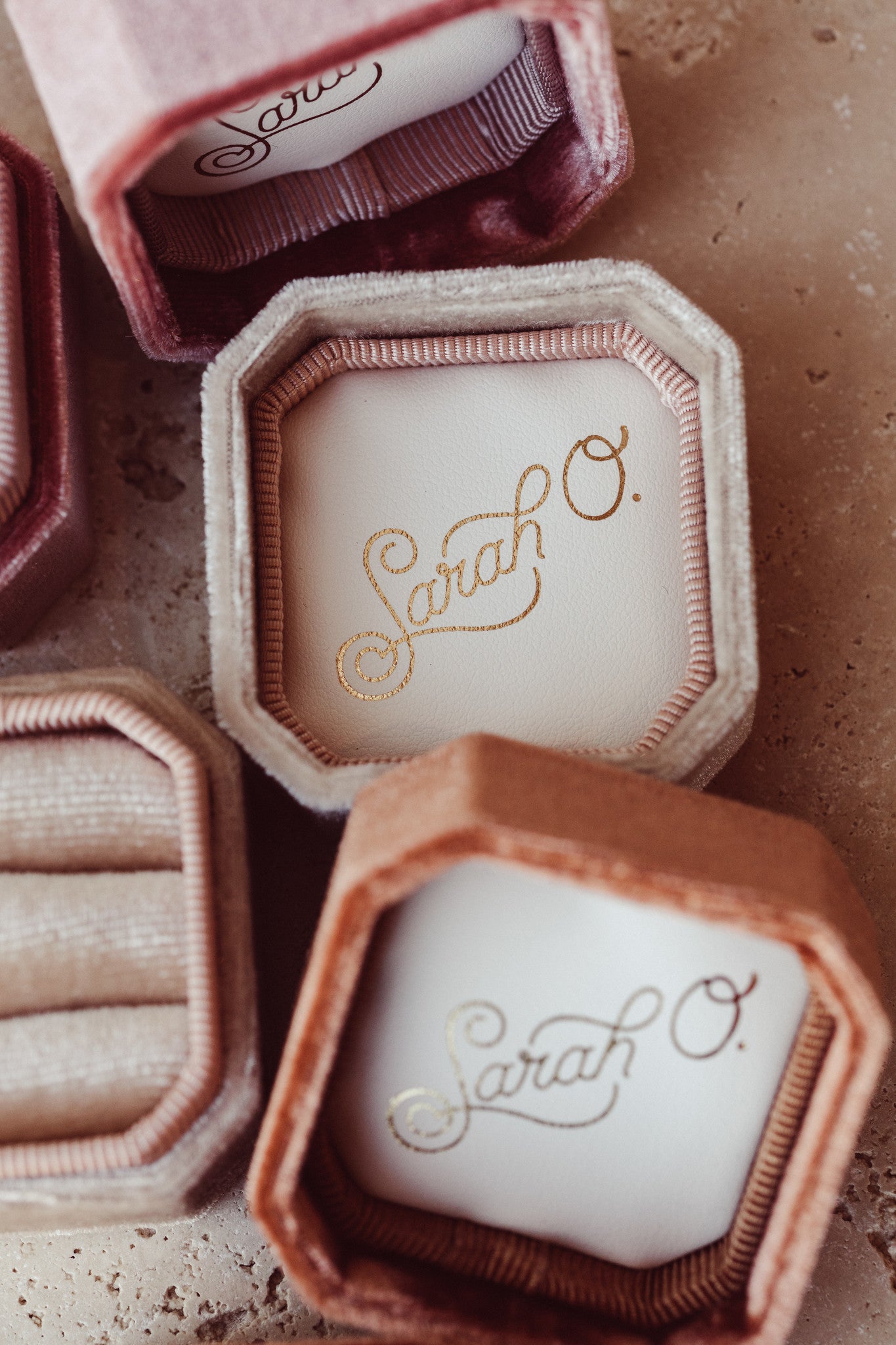 Square Velvet Double Ring Box