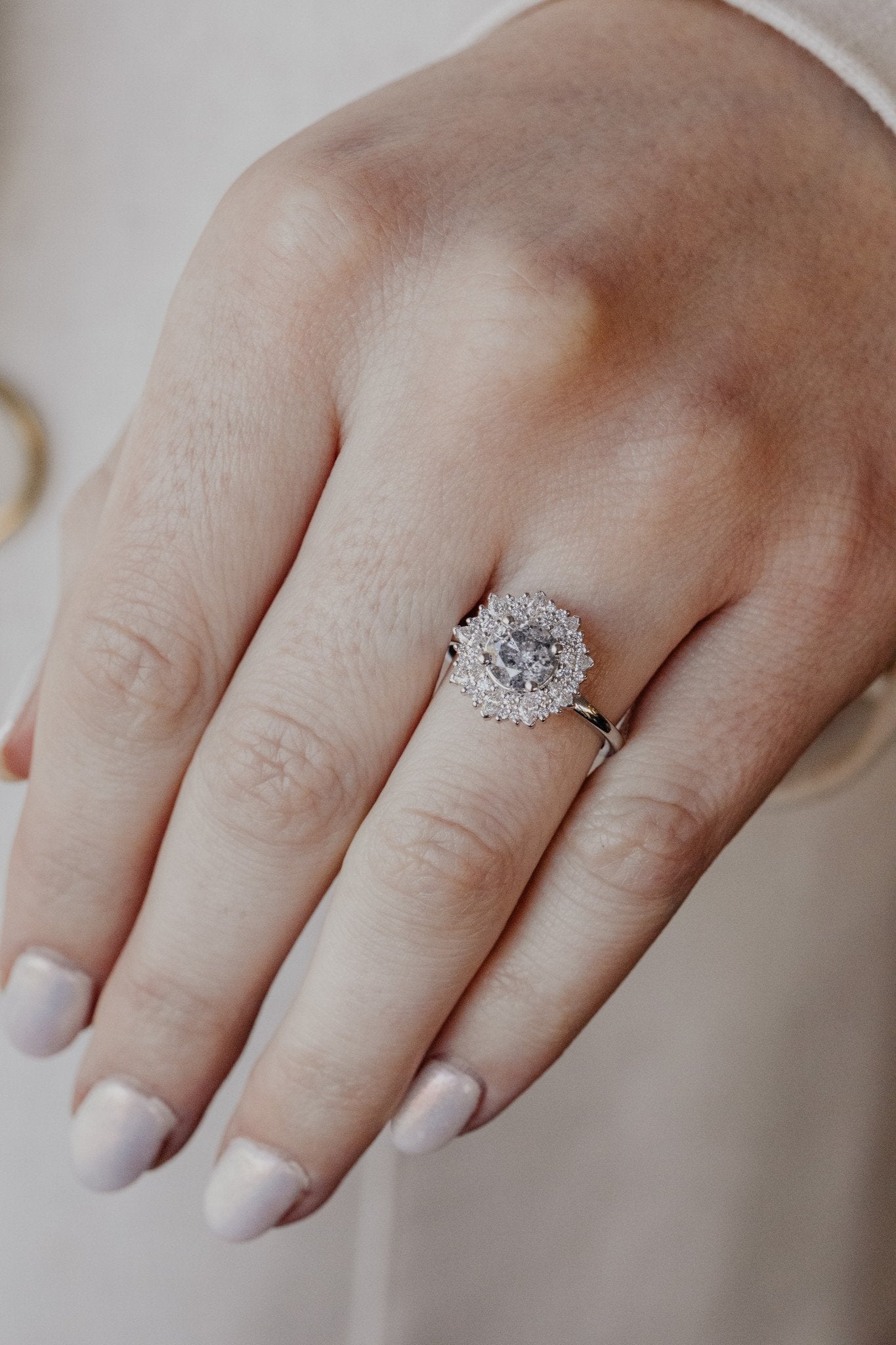 The Stella 1.14 ct Round Galaxy Diamond Halo Ring