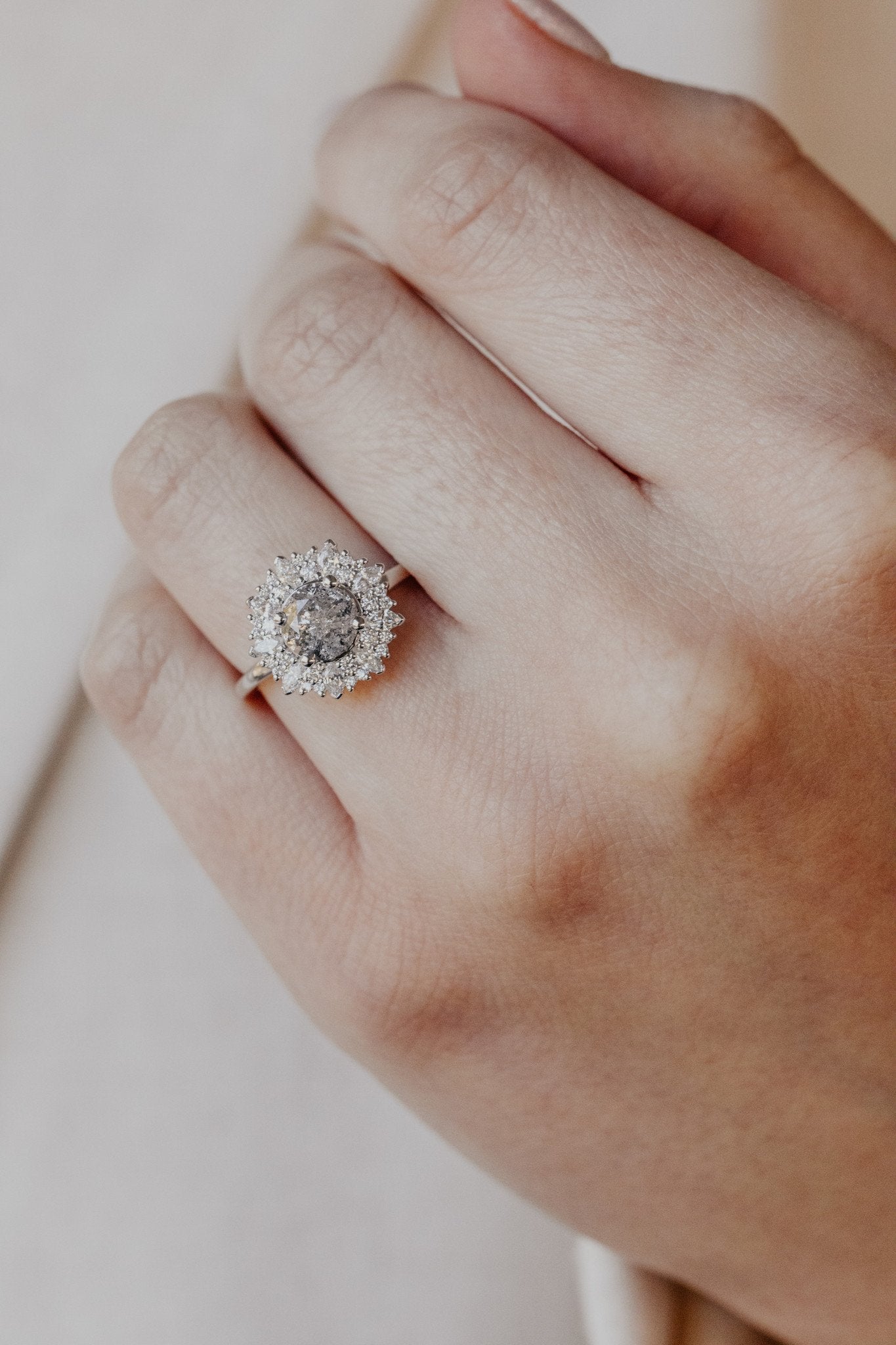 The Stella 1.14 ct Round Galaxy Diamond Halo Ring