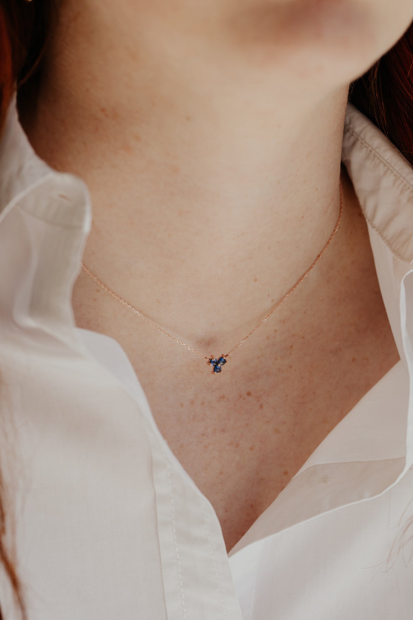 Three Round Sapphire Cluster Necklace