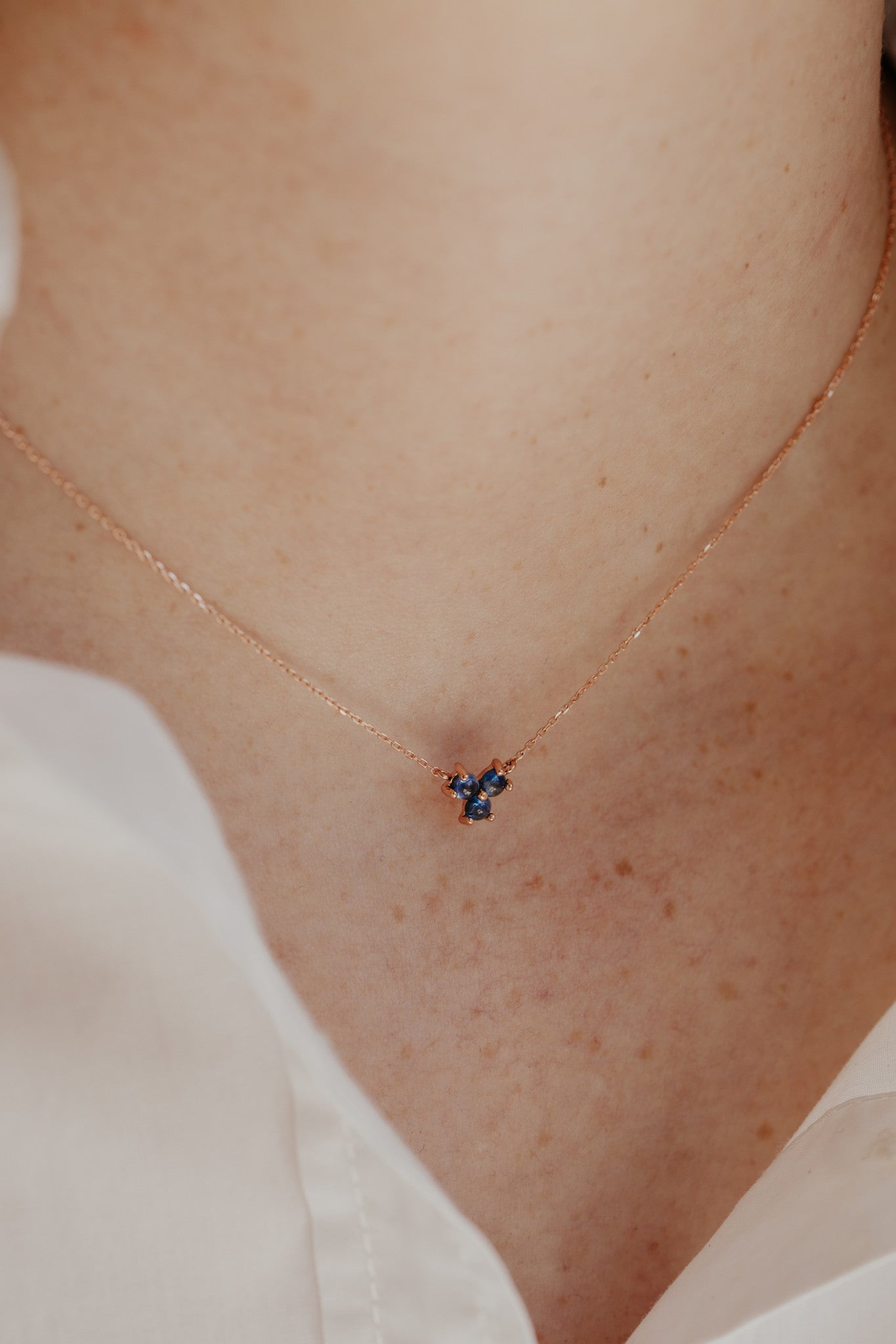 Three Round Sapphire Cluster Necklace