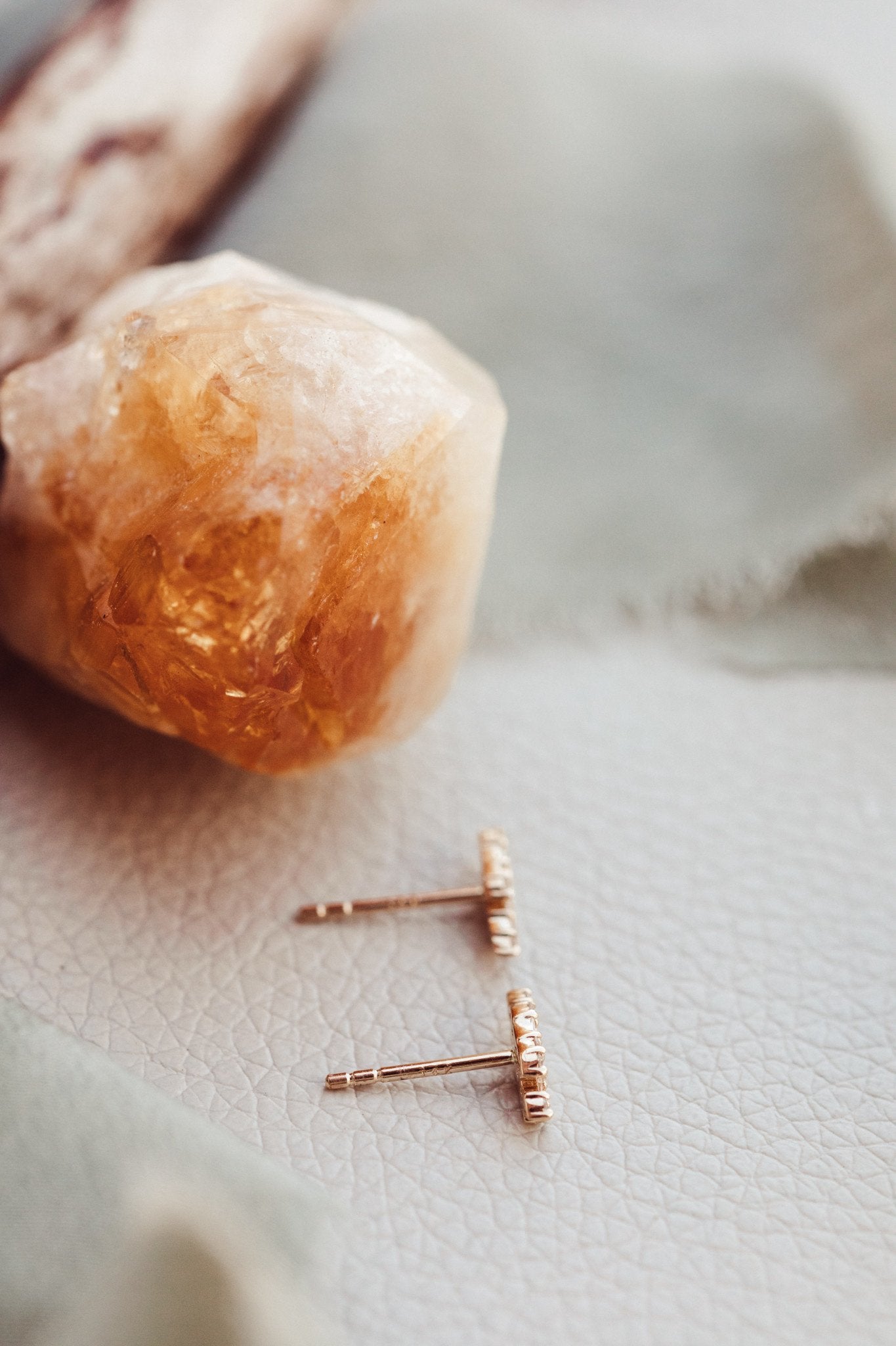 Baguette & Round Staggered Bar Diamond Earrings