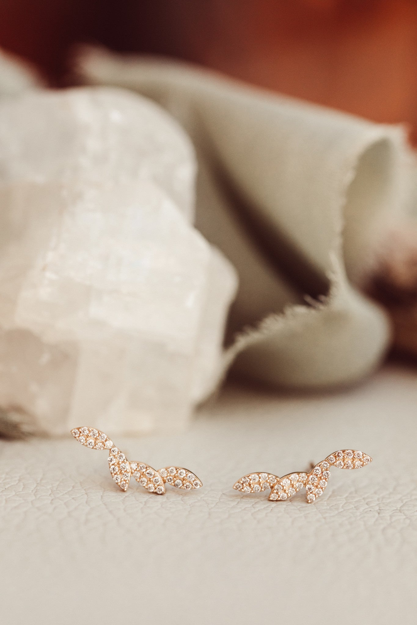 Four Marquise Pave Diamond Climber Earrings