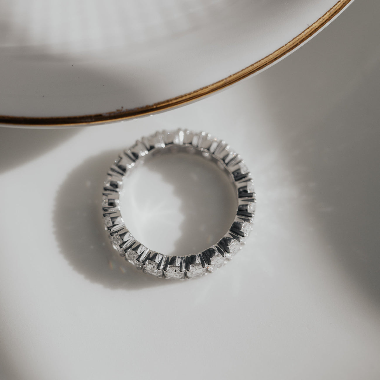 The Amara Oval Eternity Band aerial view