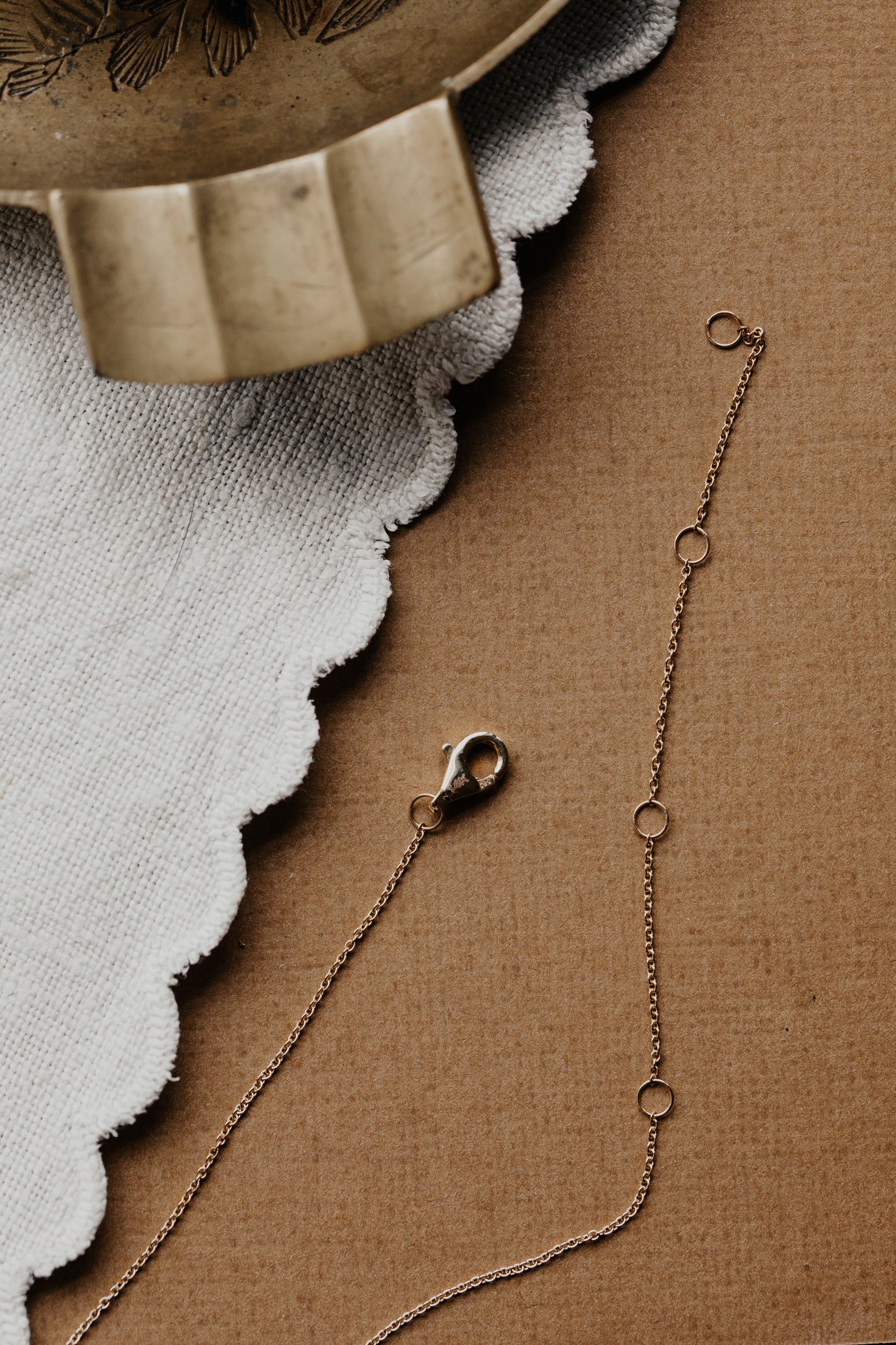 Bezel Set Diamond on Chain Necklace clasp and adjustable chain