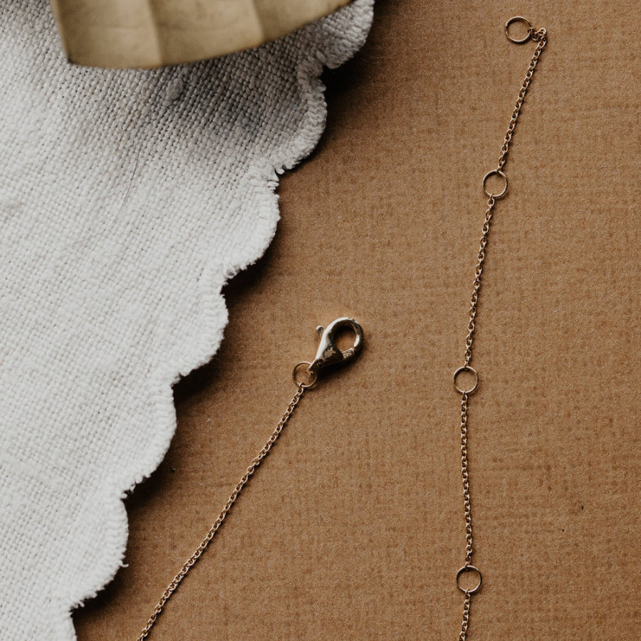 Bezel Set Diamond on Chain Necklace clasp and adjustable chain