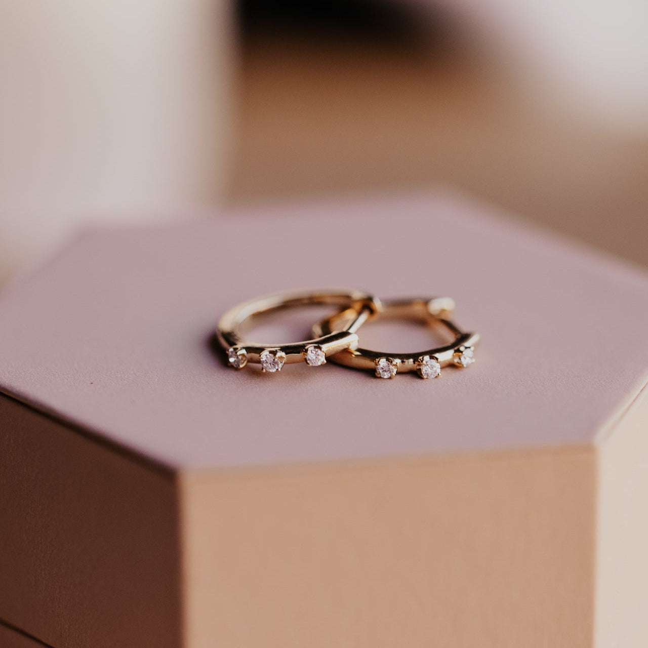 Three Prong Set Round Diamonds on Huggie Earrings