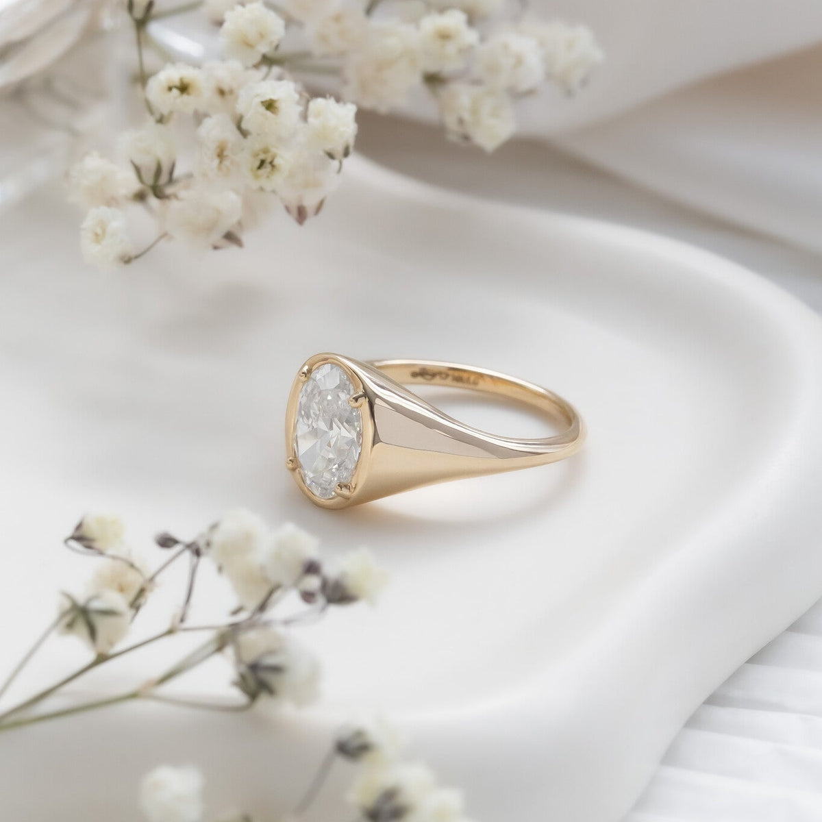 The Lennox Oval Signet Ring side profile