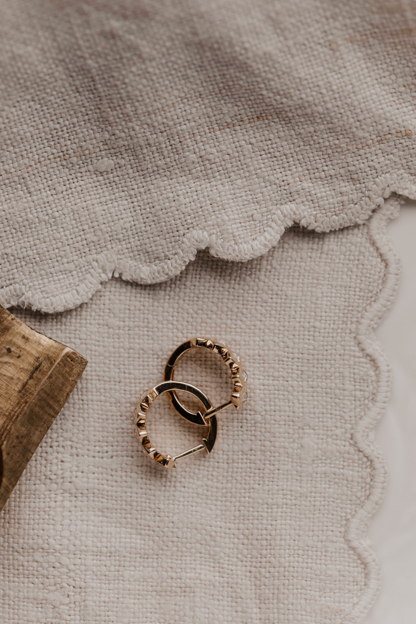 Marquise Bezel Set Diamond Huggie Earrings