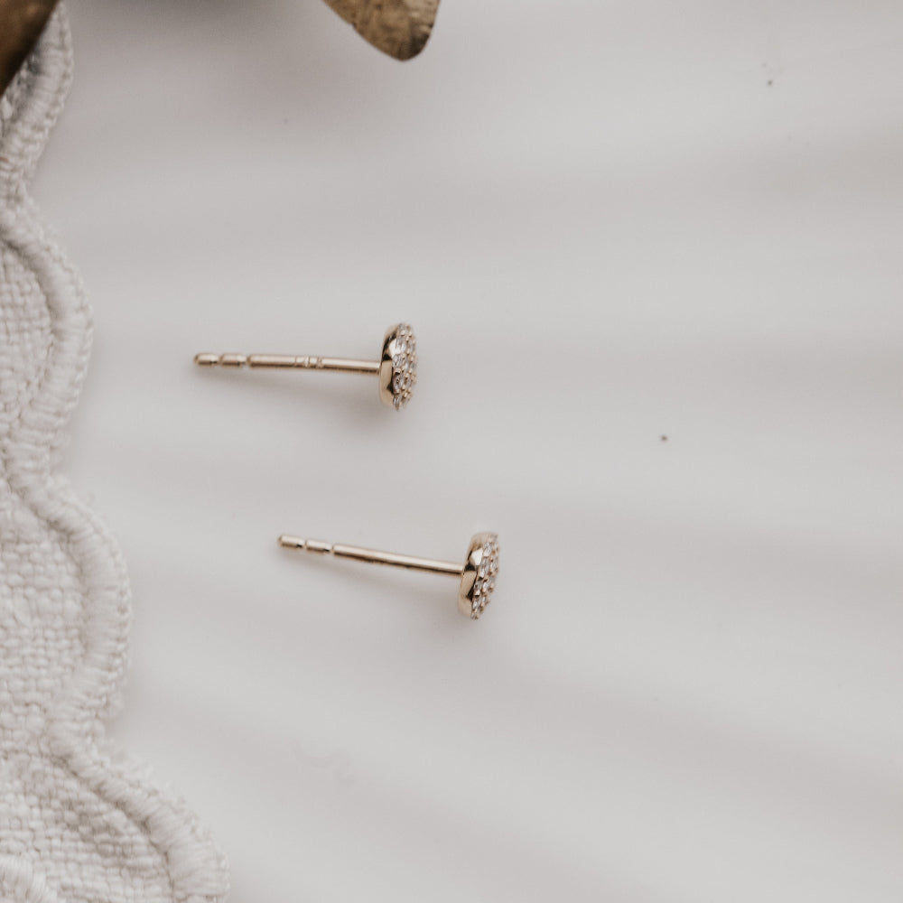 Pave Round Diamond Stud Earrings backs