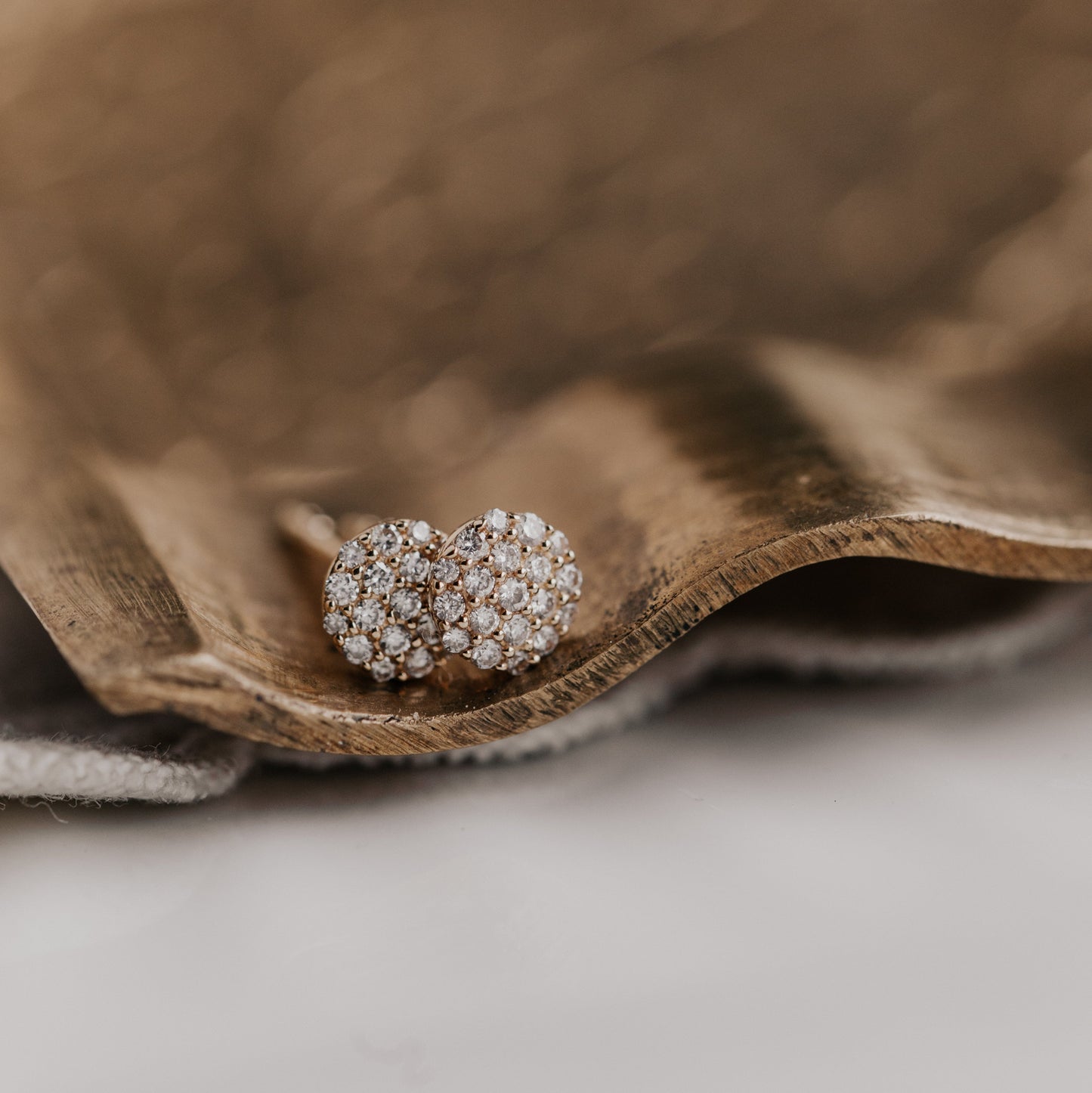 Pave Round Diamond Stud Earrings