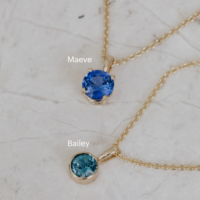 Build Your Own .40 ct Round Blue Sri Lanka Sapphire Charm Necklace