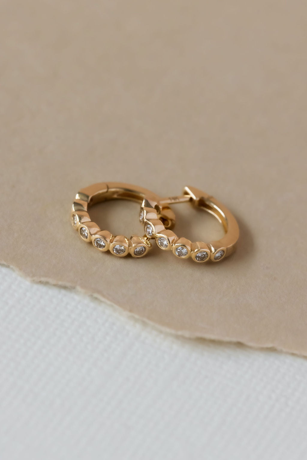 Bezel Huggie Earrings