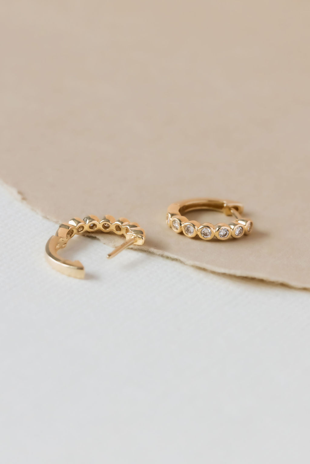 Bezel Huggie Earrings