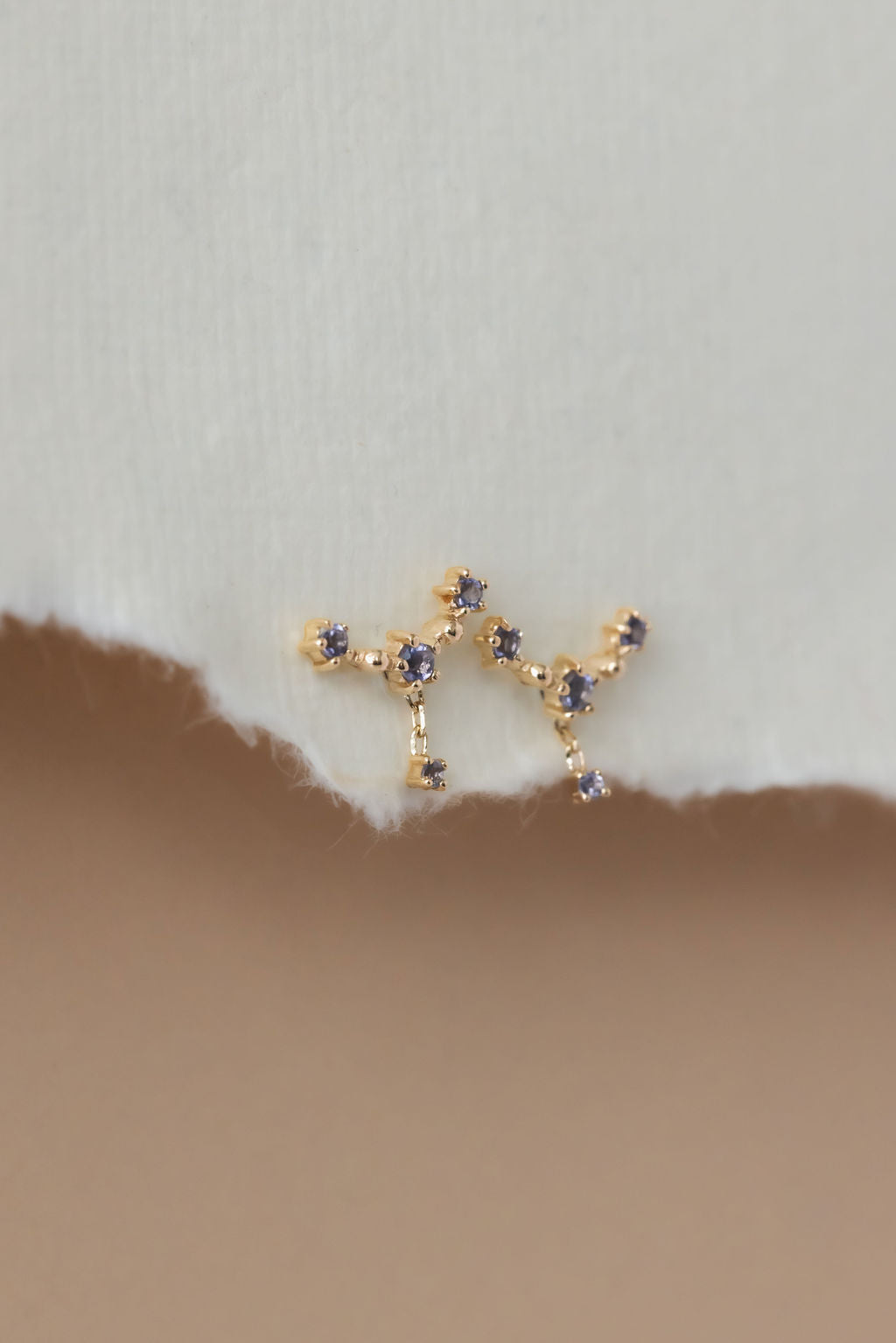 Iolite Curved Bar Dangle Earrings