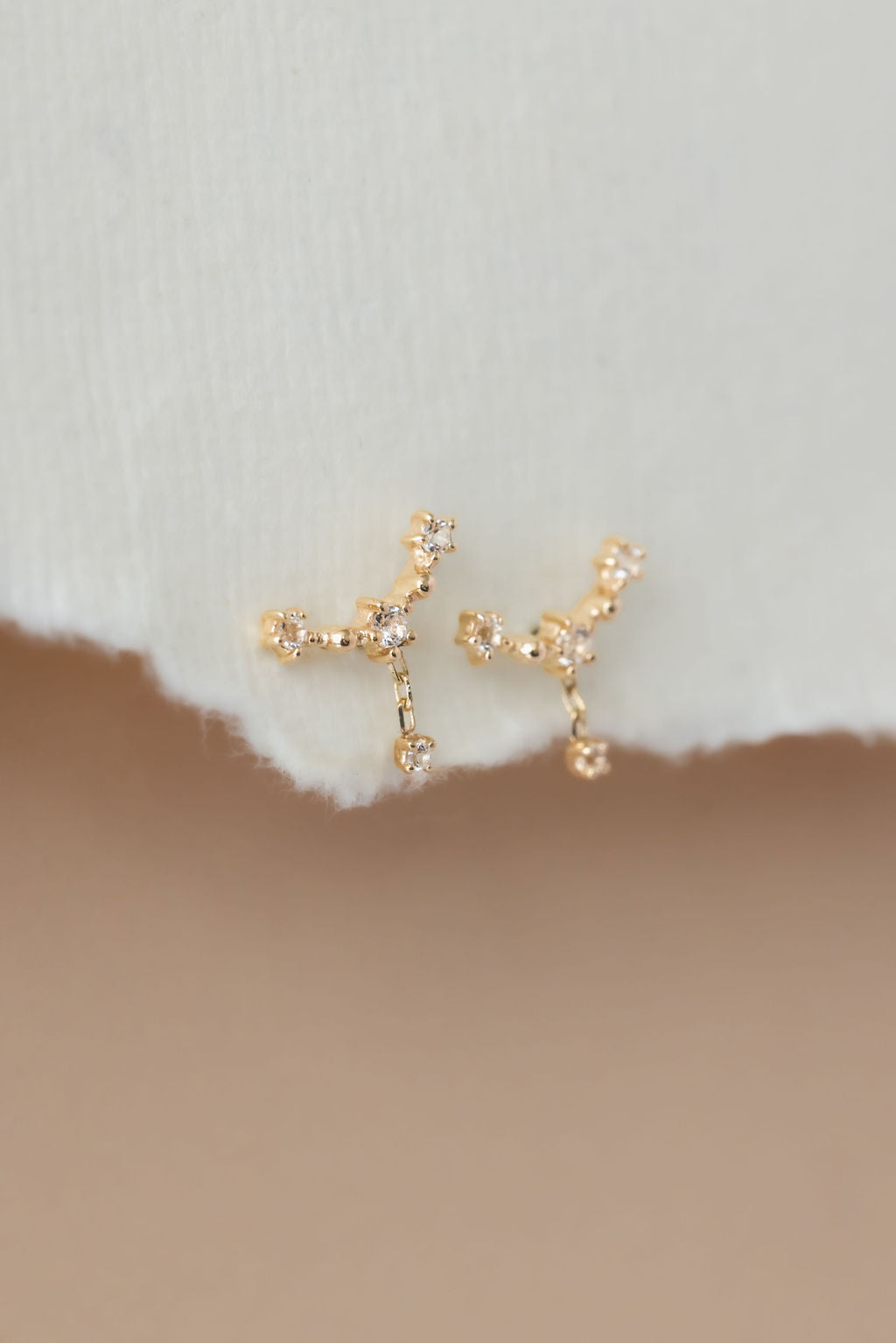 White Topaz Curved Bar Dangle Earrings