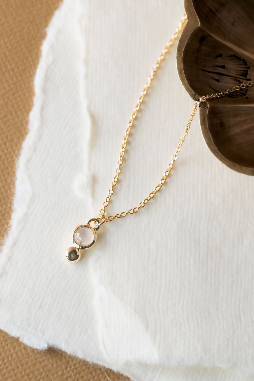 Chalcedony and Metal Ball Necklace