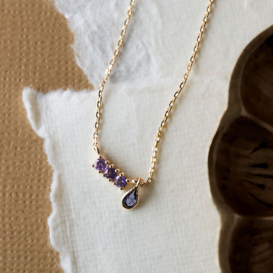 Amethyst Bar with Pear Dangle Necklace