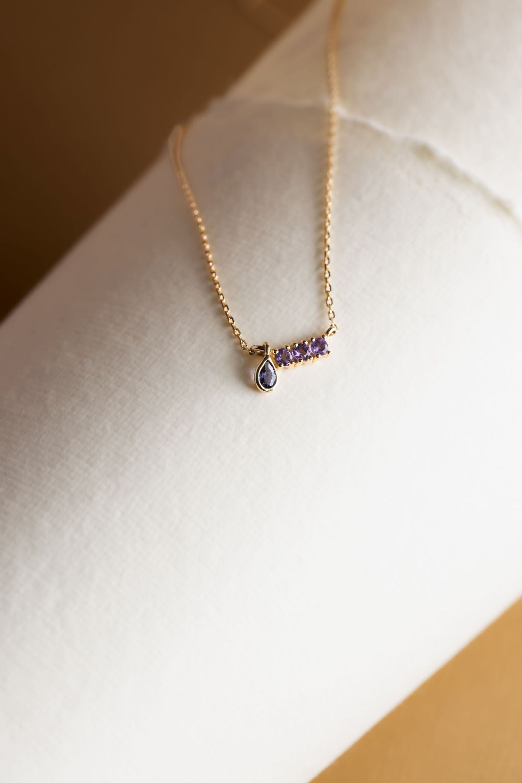 Amethyst Bar with Pear Dangle Necklace