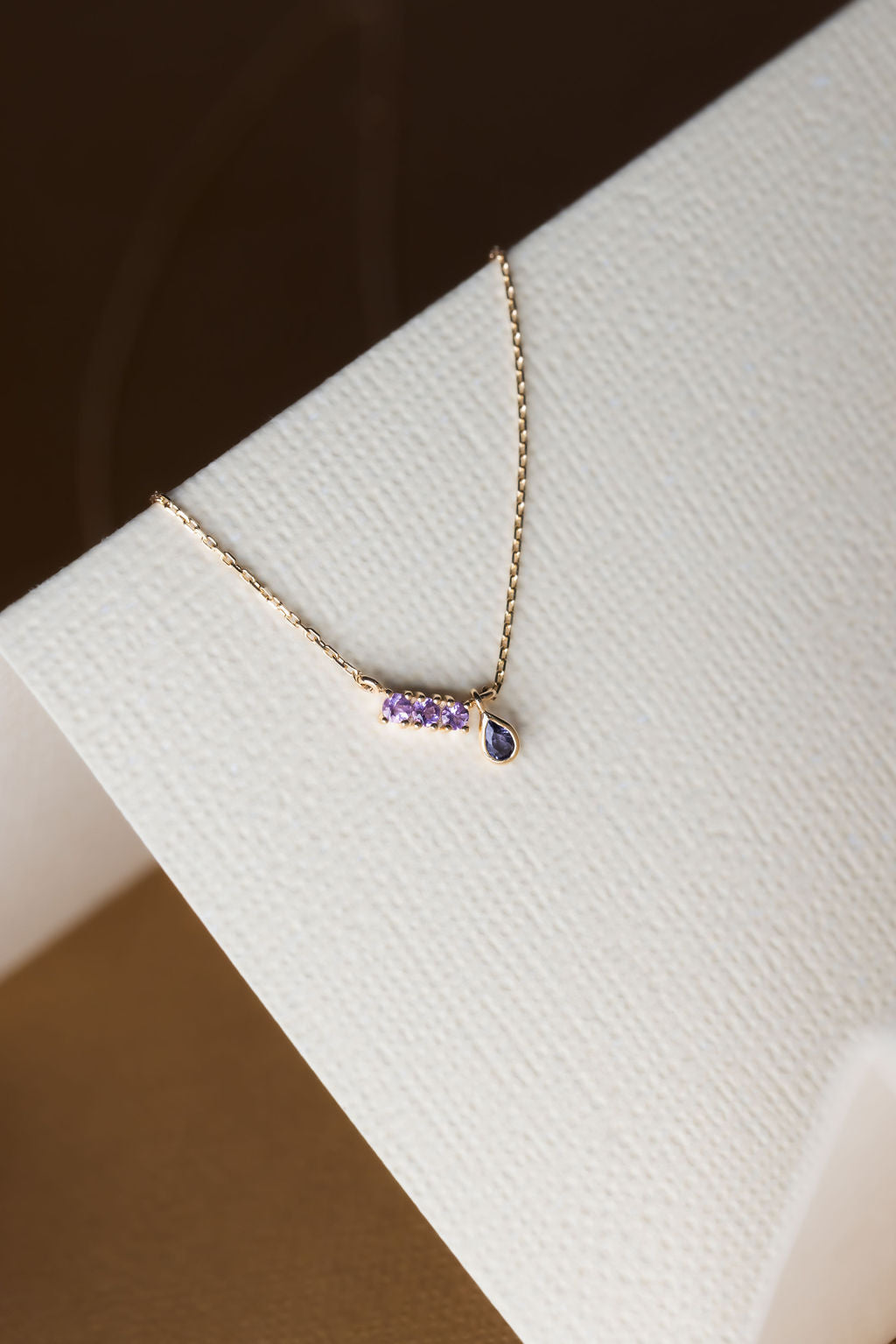 Amethyst Bar with Pear Dangle Necklace