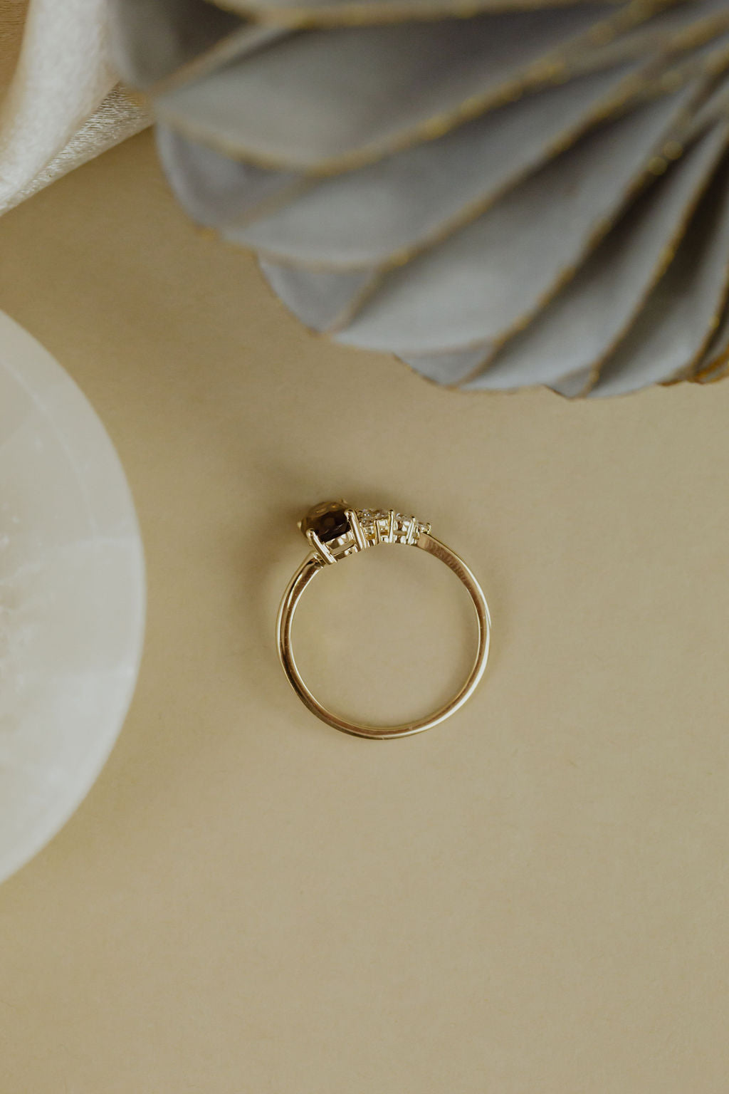 1.27 ct Long Oval Champagne Quartz Ring