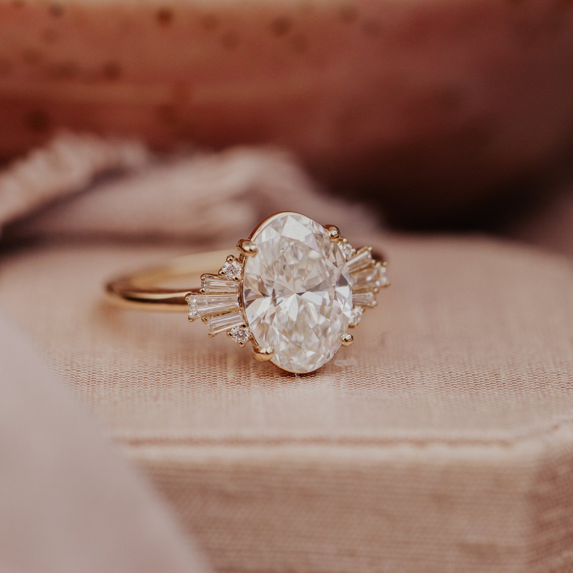 The Josephine oval engagement ring in 14k yellow gold