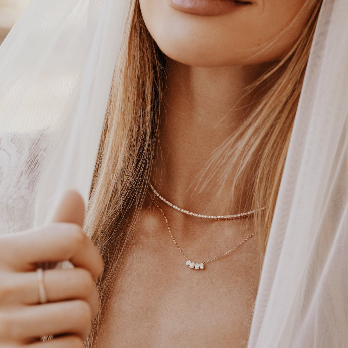 Pave Diamond Bar Tennis Necklace