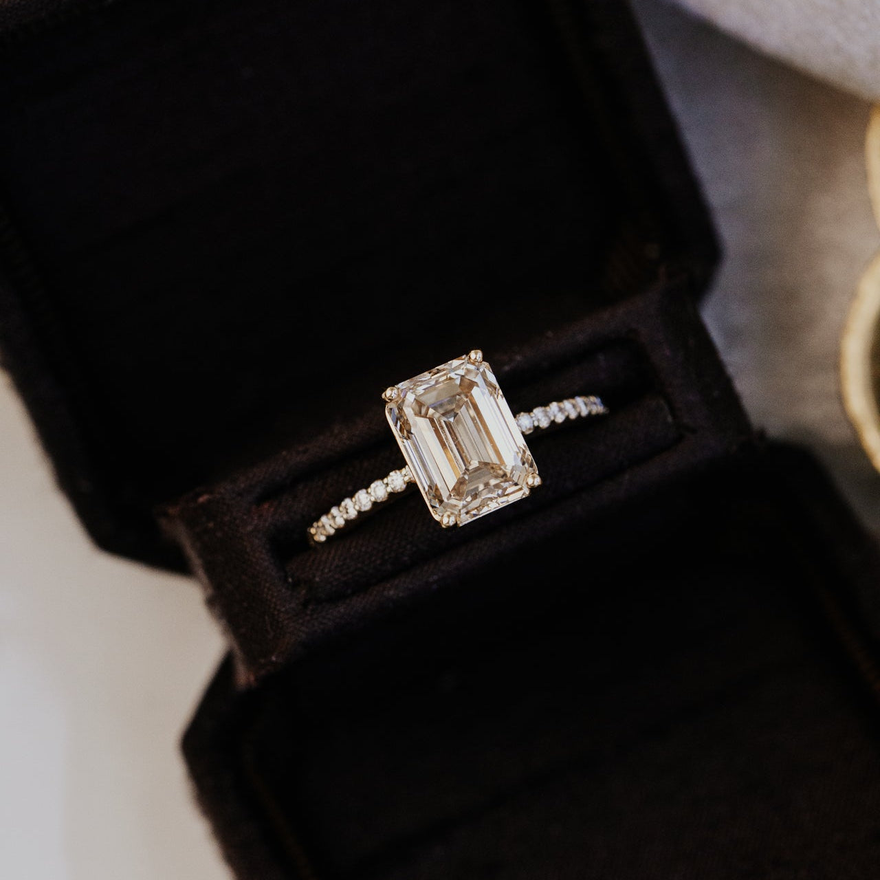 The Jenna 3.08 ct Emerald Cut Champagne Diamond Ring