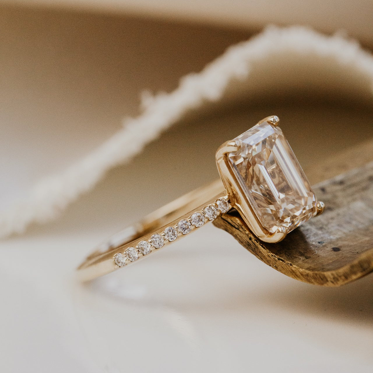 The Jenna 3.08 ct Emerald Cut Champagne Diamond Ring