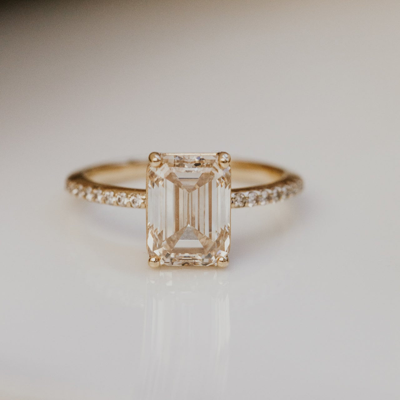 The Jenna 3.08 ct Emerald Cut Champagne Diamond Ring