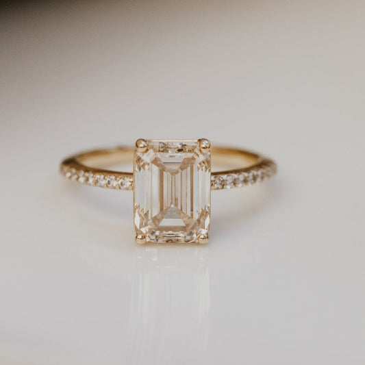 The Jenna 3.08 ct Emerald Cut Champagne Diamond Ring
