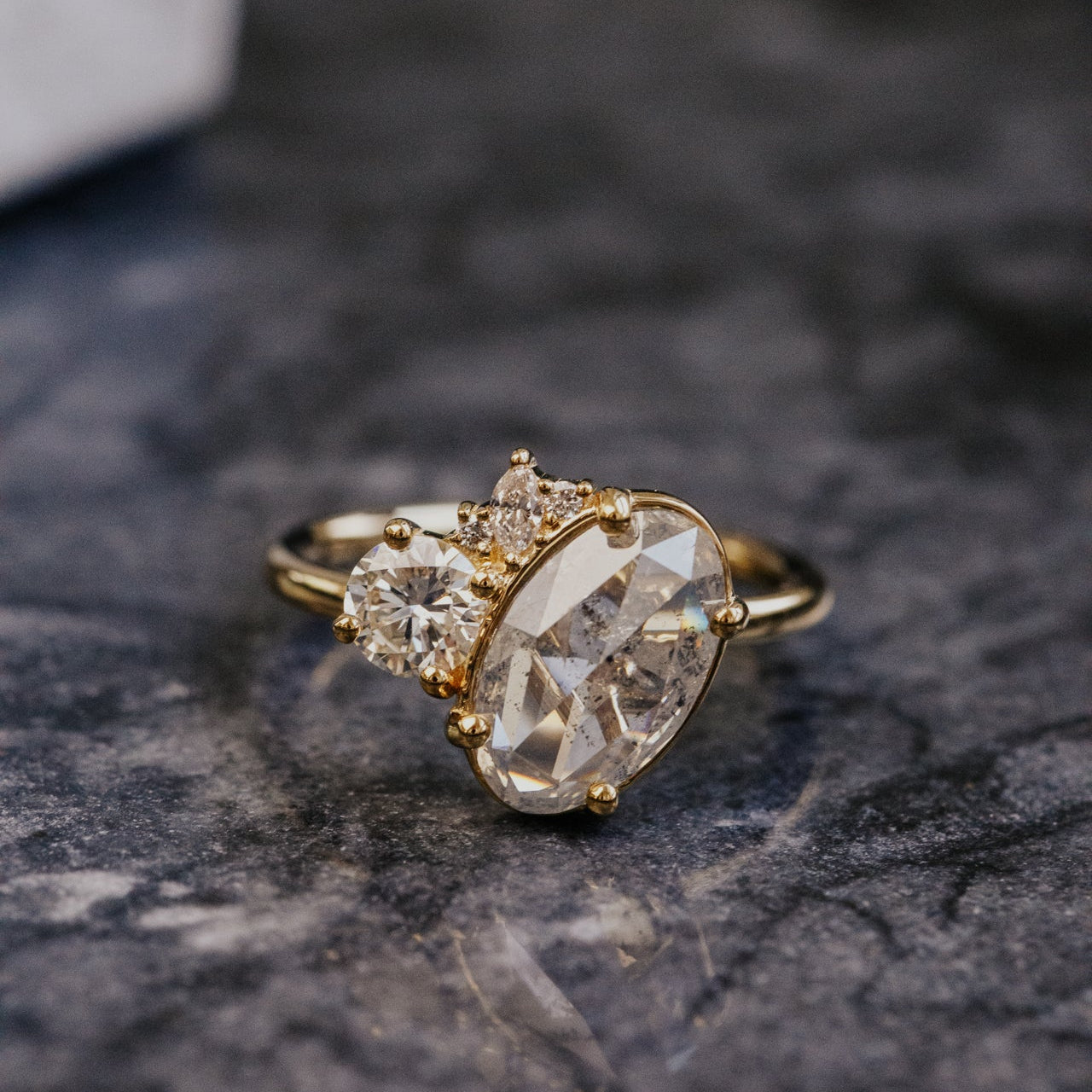 The Toi et Moi 3.59 ct Oval Galaxy and .50 ct Round Diamond Ring