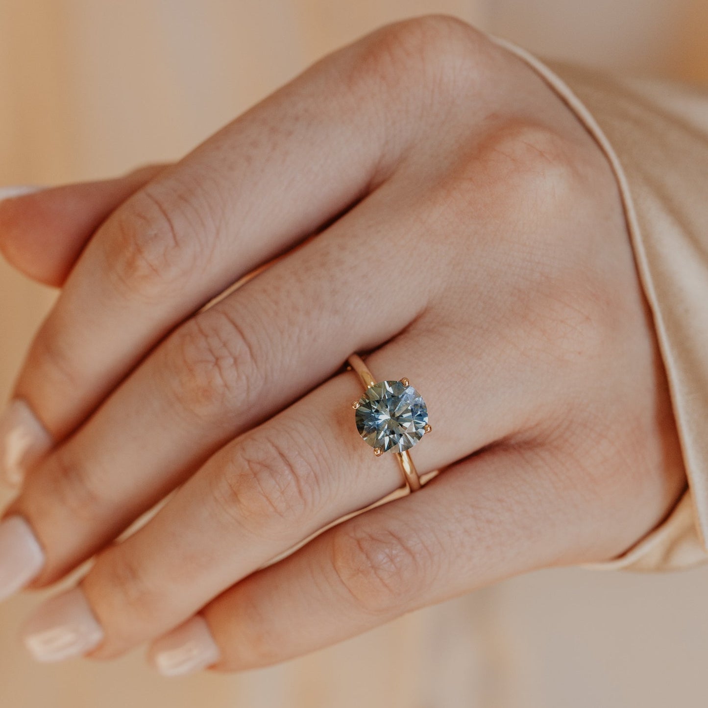 The Maeve 3.86 ct Round Montana Sapphire Solitaire
