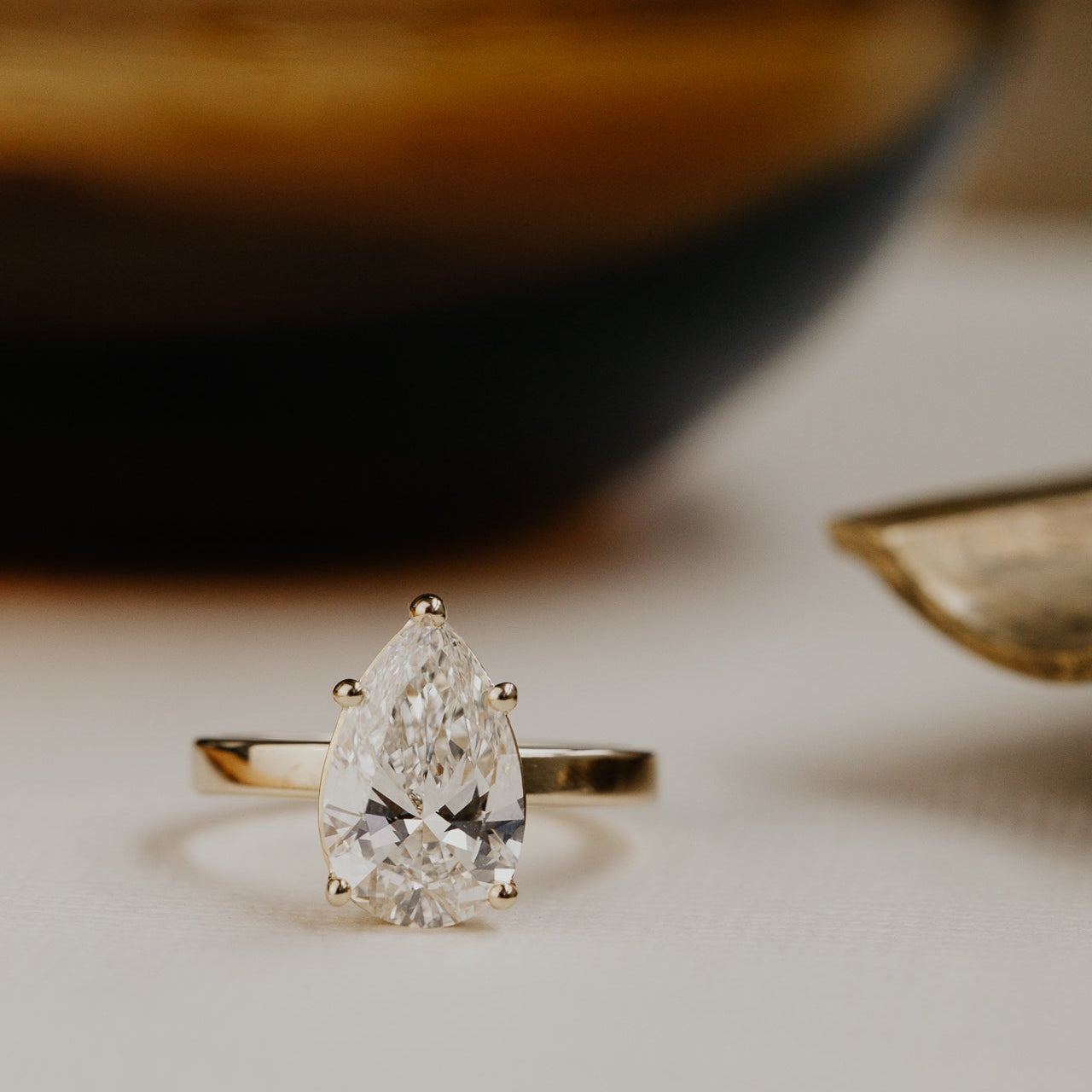 The Octavia Pear Solitaire Ring
