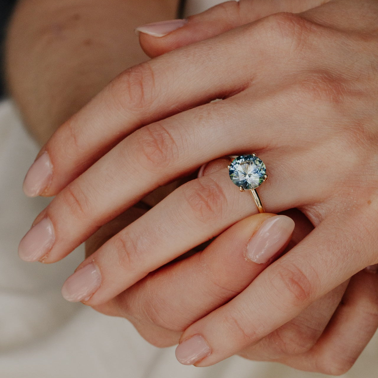 The Maeve 3.86 ct Round Montana Sapphire Solitaire