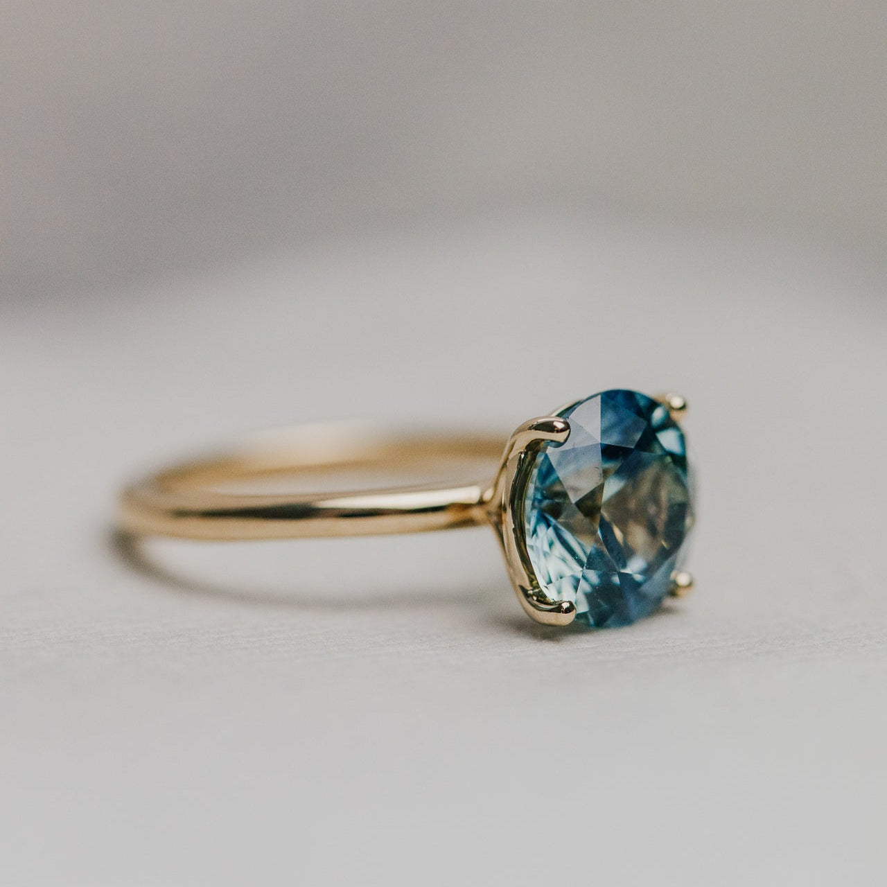 The Maeve 3.86 ct Round Montana Sapphire Solitaire