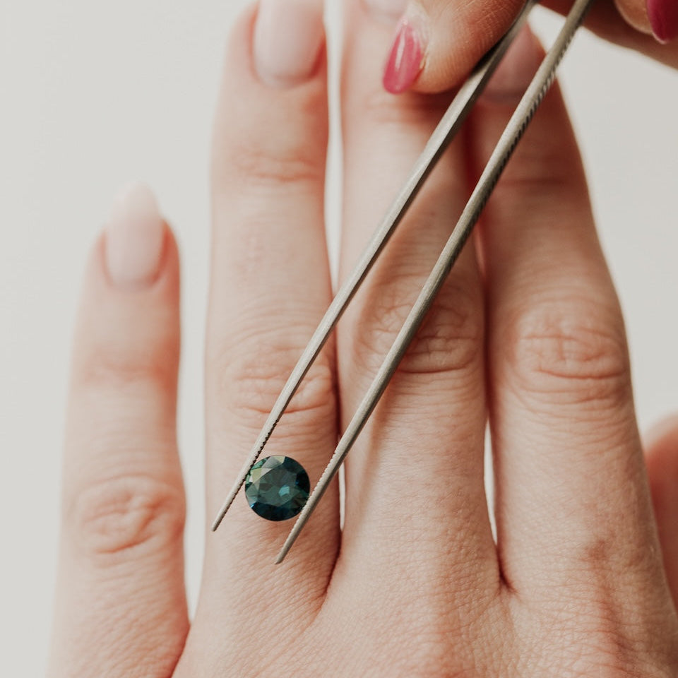 Build Your Own 1.68 ct Round Dark Blue Australian Sapphire Ring