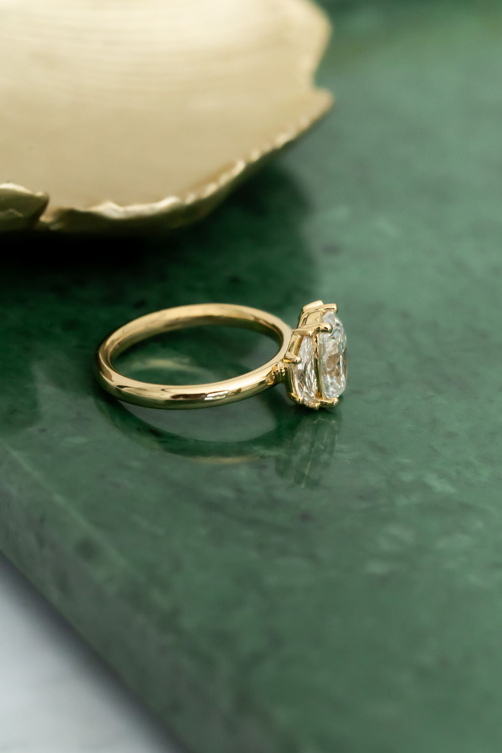 The Thalia 2.01 ct Oval Diamond Crescent Side Stones Ring