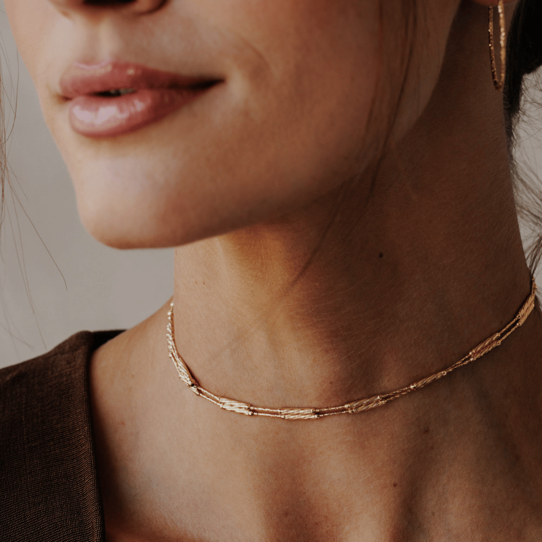 Textured Magnetic Convertible Gold Bracelet or Necklace