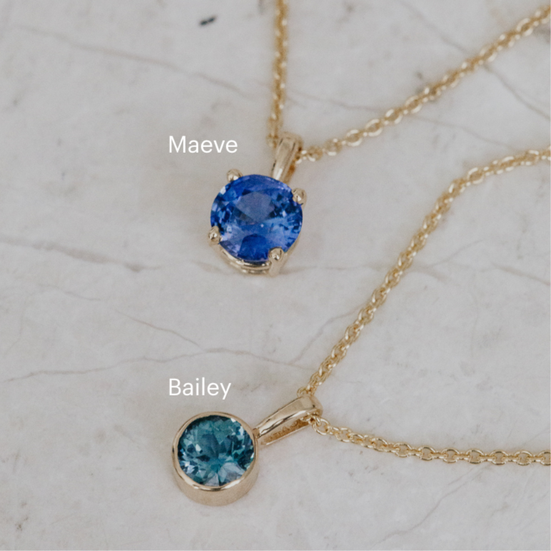 Build Your Own .64 ct Round Blue Australian Sapphire Charm Necklace